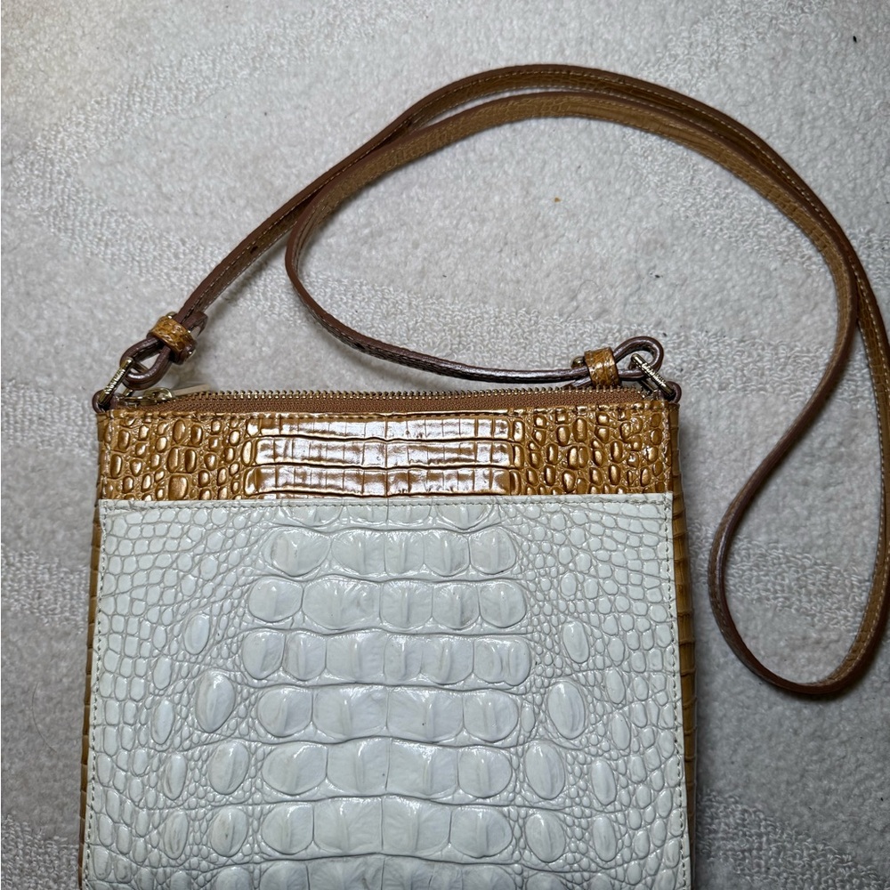 Brahmin Tan and White Croc-Embossed Crossbody Bag - Picture 2 of 3